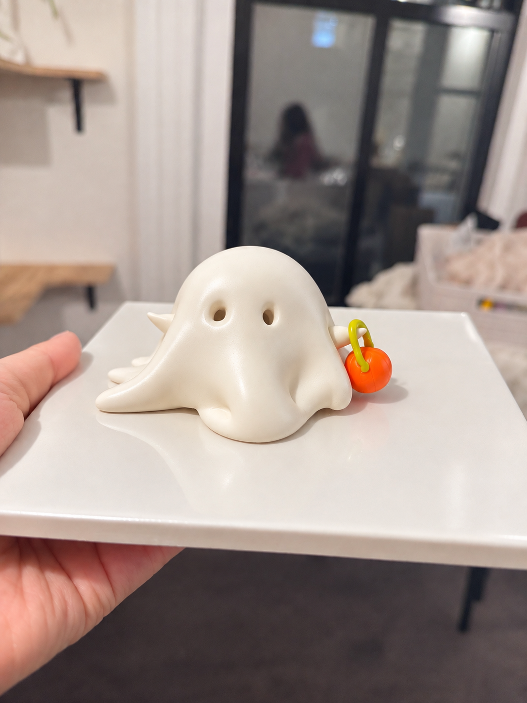 A polymer clay ghost made at Finding Form